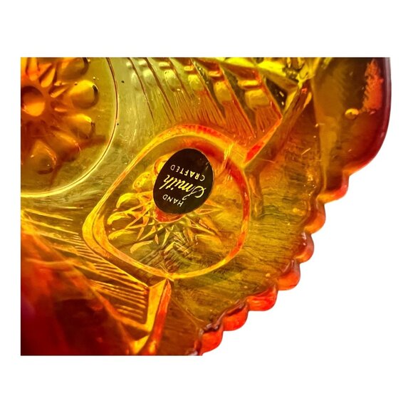 Vtg L.E Smith Handcrafted Amberina Glass Creamer 2" Tall With Scalloped Rim - Picture 4 of 8